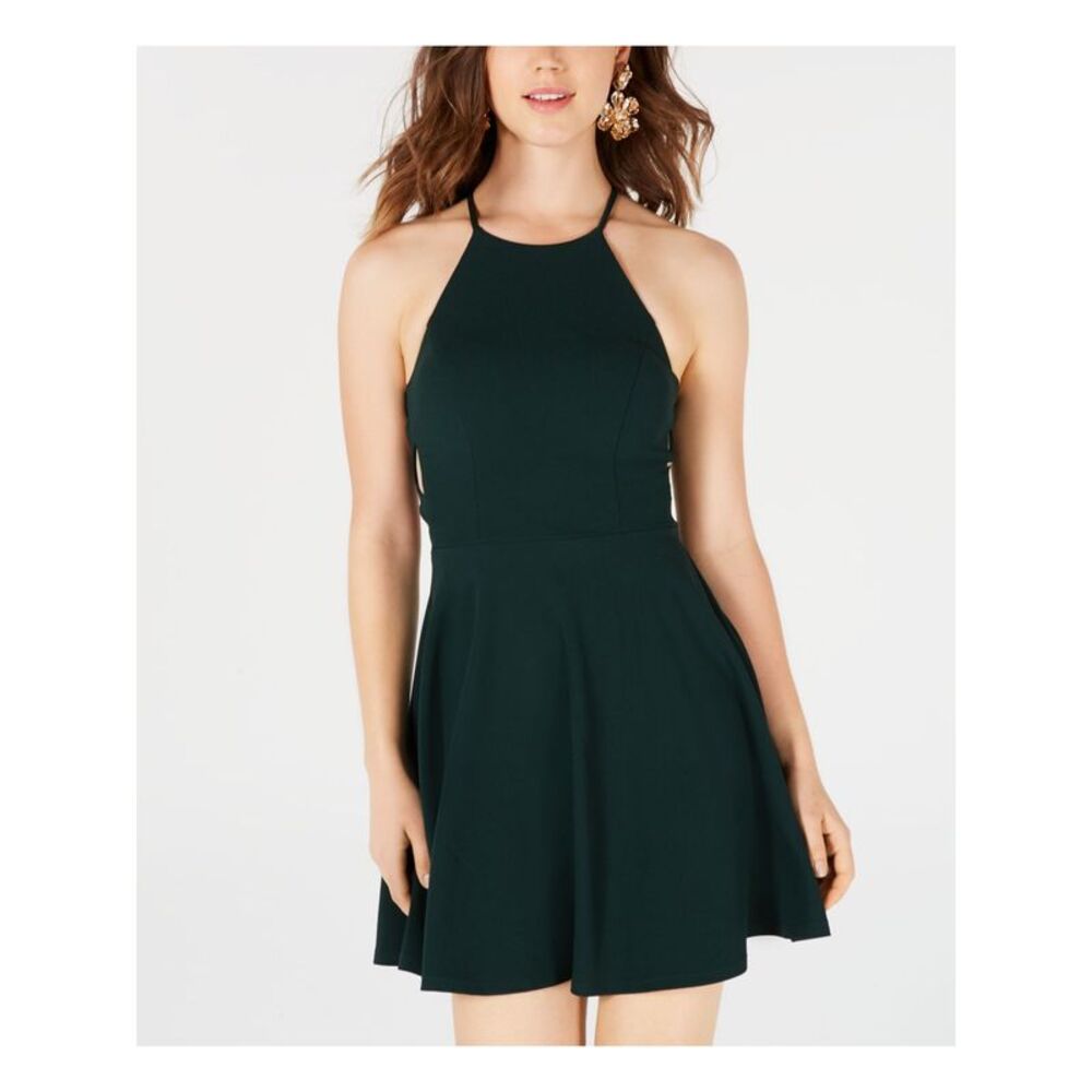 B DARLIN Womens Green Sleeveless Mini Fit + Flare Party Dress Size: 5\6